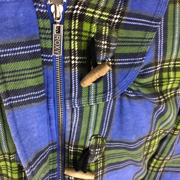 Roxy Plaid Faux Fur Line Toggle Button Jacket Hood - Picture 3 of 6